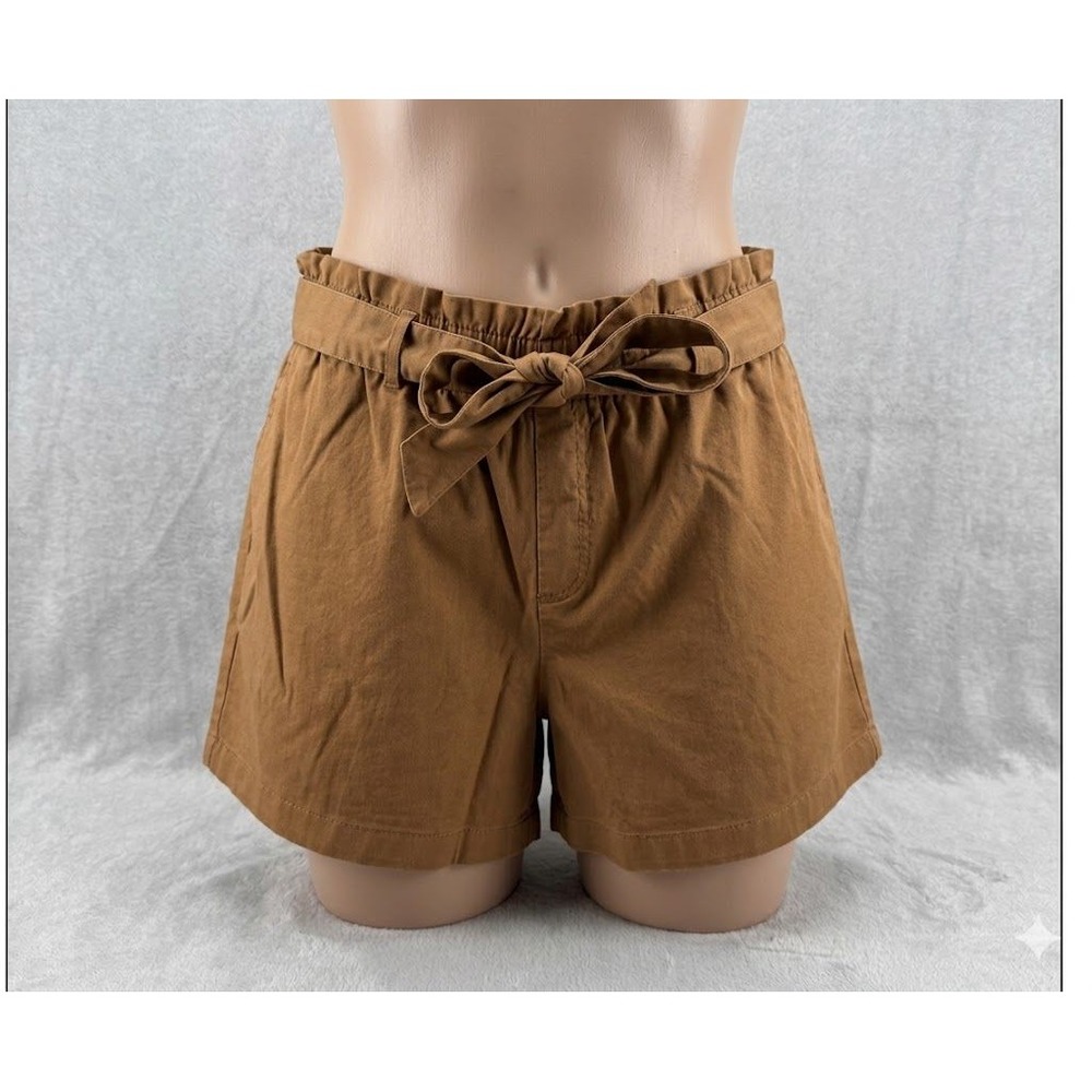 Candace‎ Cameron Bure Camel Brown Paperbag Waist Tie Shorts Petite Large LP